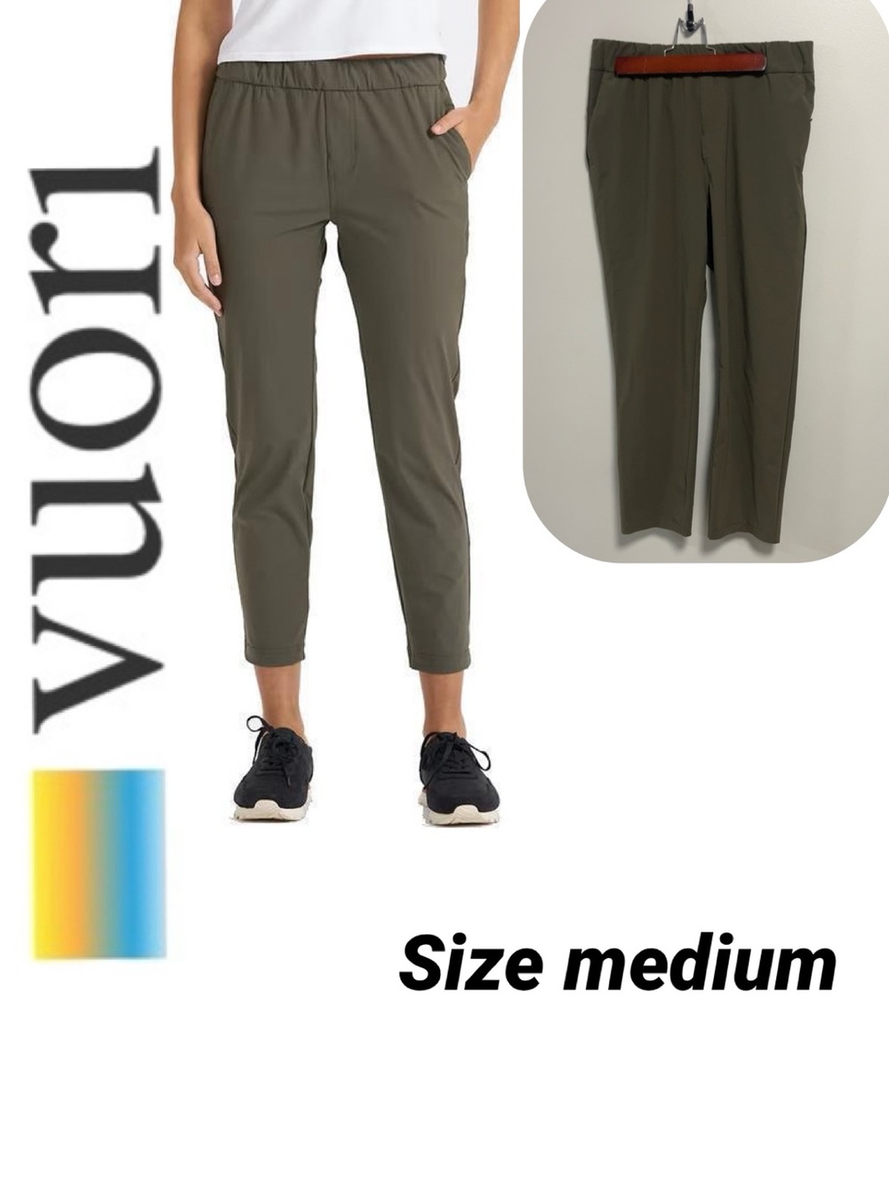 Vuori Miles Ankle Pant in Oregano Olive Green size medium